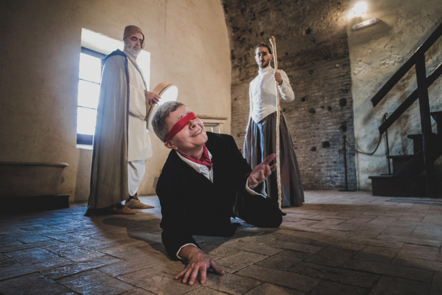 Dimmi Tiresia. Teatri di Pietra , debutto a Malborghetto,, foto Edoardo Boccali,con Luisa Stagni, Massimo Carrano, Lucresia SErafini e Luca Piomponi. Mda Produzioni Danza direzione Aurelio Gatti